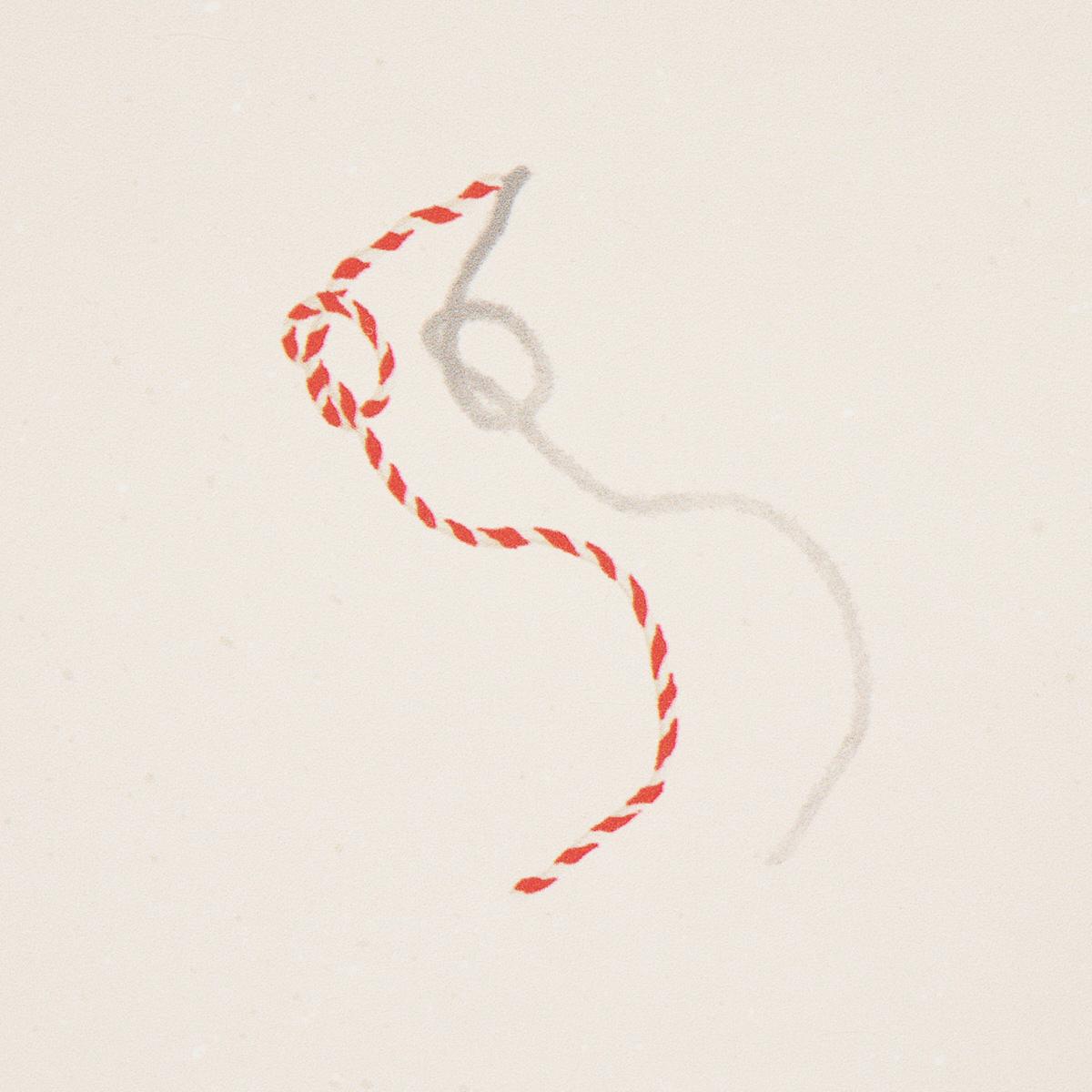 BUTCHER STRING_RED AND WHITE ON IVORY