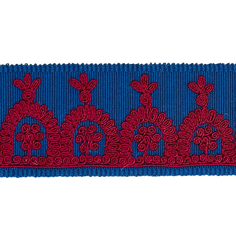 Noelia Embroidered Tape_RED ON BLUE