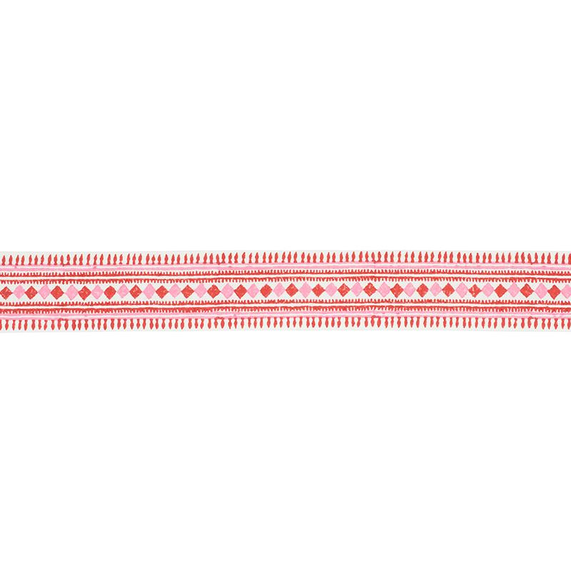 TOULA HAND BLOCKED LINEN TAPE_RED & PINK