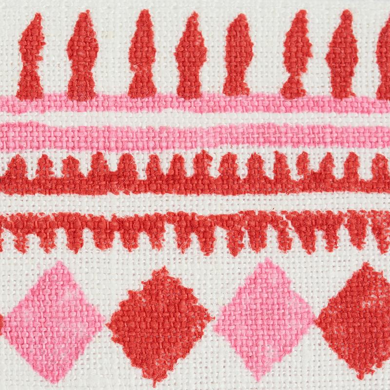 TOULA HAND BLOCKED LINEN TAPE_RED & PINK