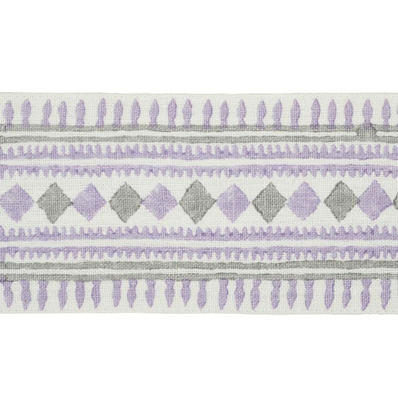 TOULA HAND BLOCKED LINEN TAPE_LILAC & GREY