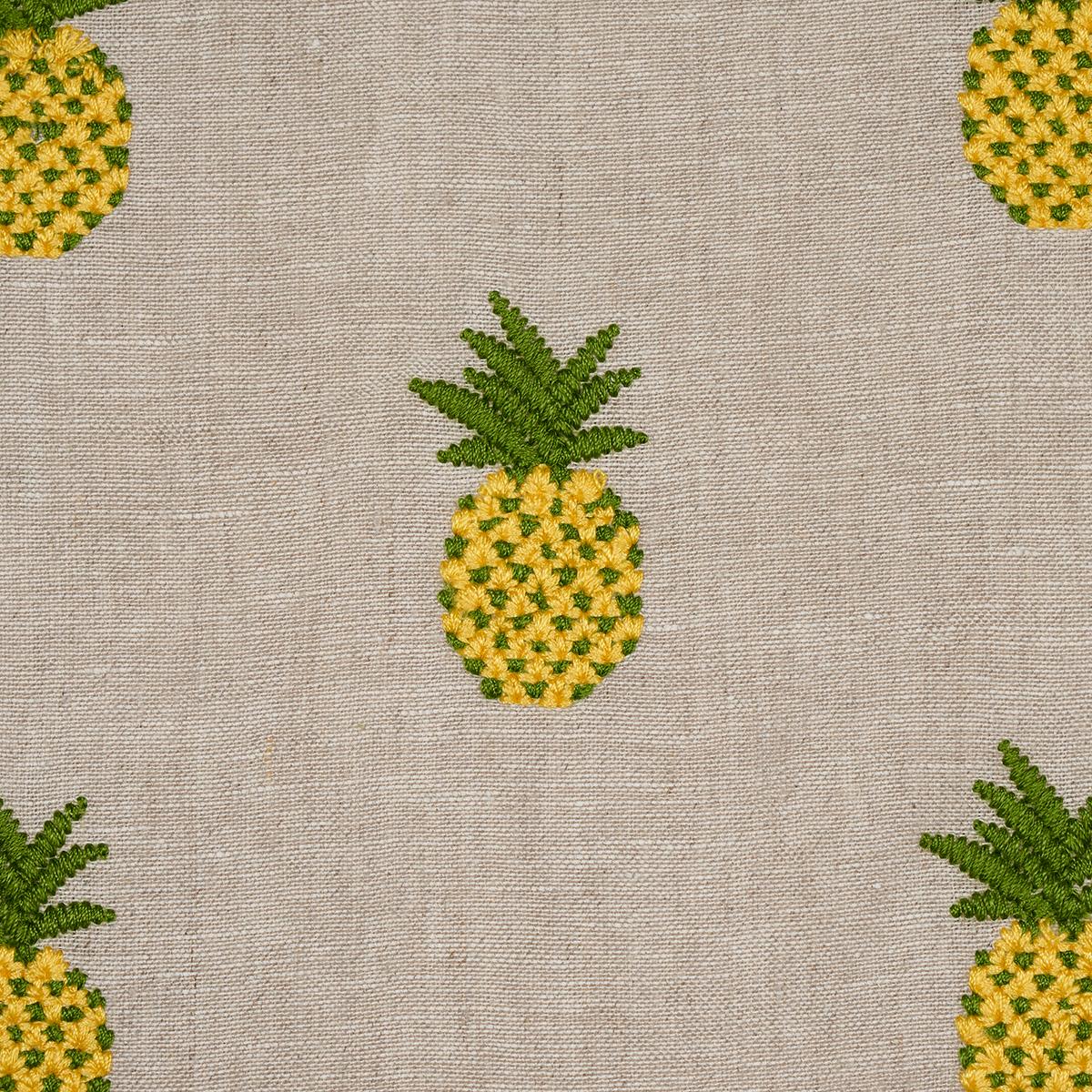 PINEAPPLE EMBROIDERY_GREEN ON NATURAL