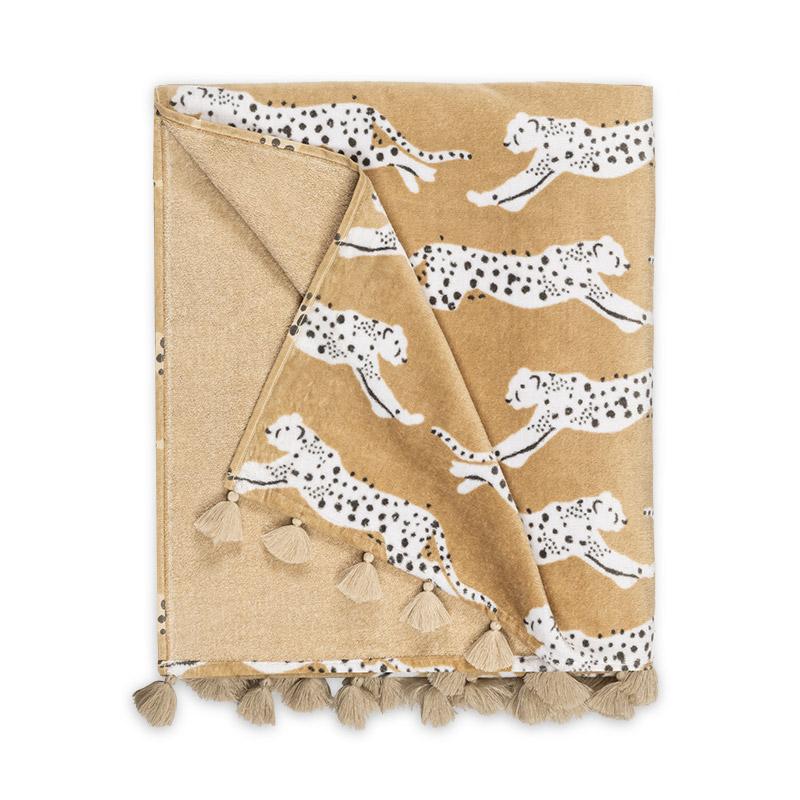 Leaping Leopard Beach Towel_SAND