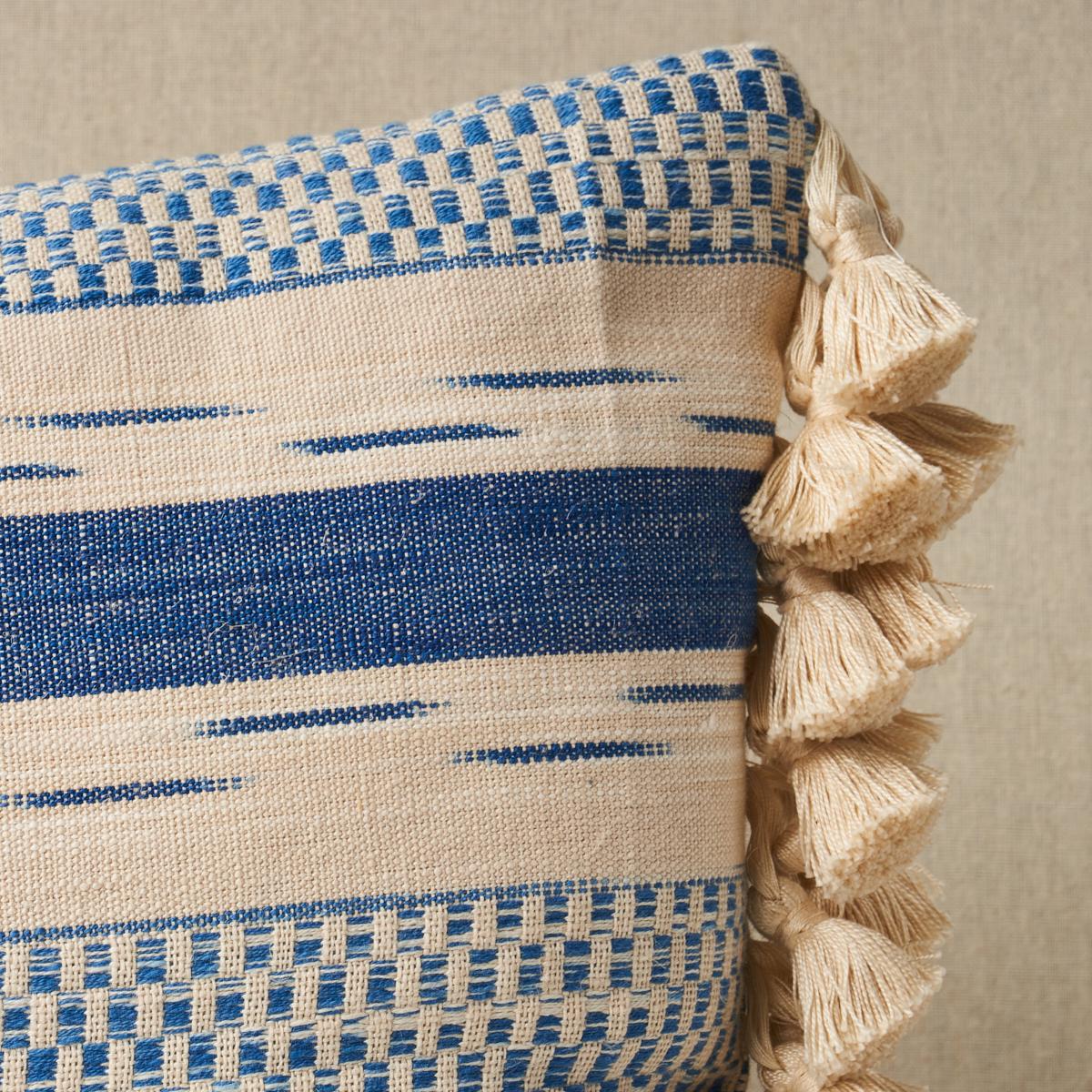 Mirza Ikat Stripe Pillow_BLUE ON NATURAL