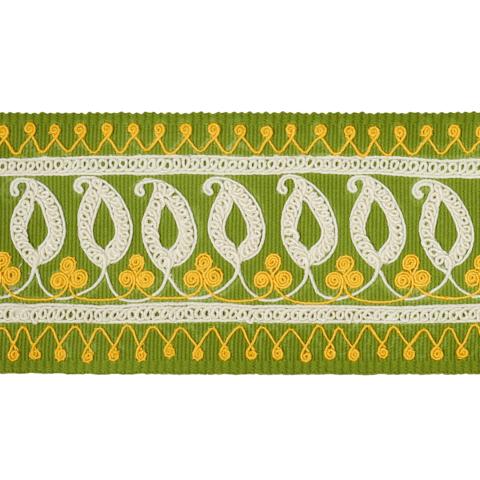 PAISLEY EMBROIDERED TAPE_GREEN & YELLOW