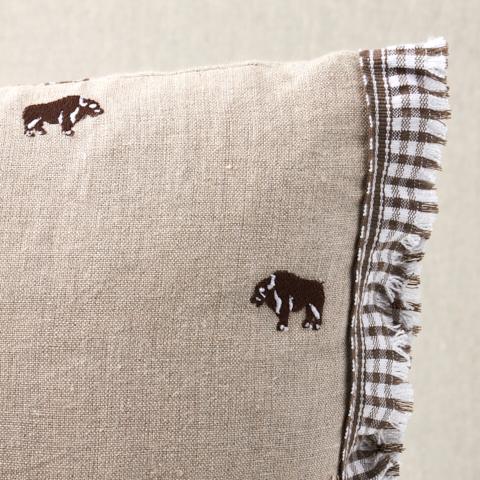 Buffalo Embroidery Pillow_NATURAL