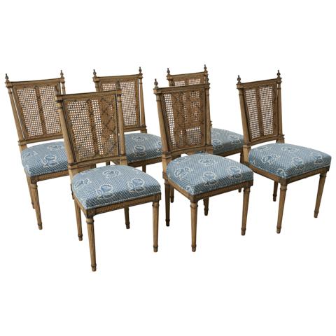 Set of Six Caned Dining Chairs_null
