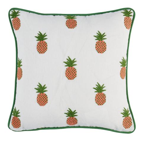 Pineapple Embroidery Pillow_APRICOT ON IVORY