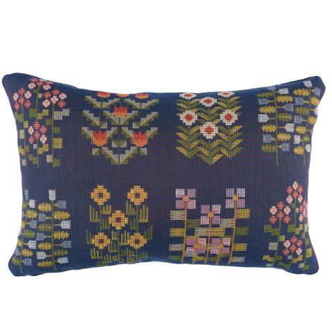 Annika Floral Tapestry Pillow_Multi on Navy