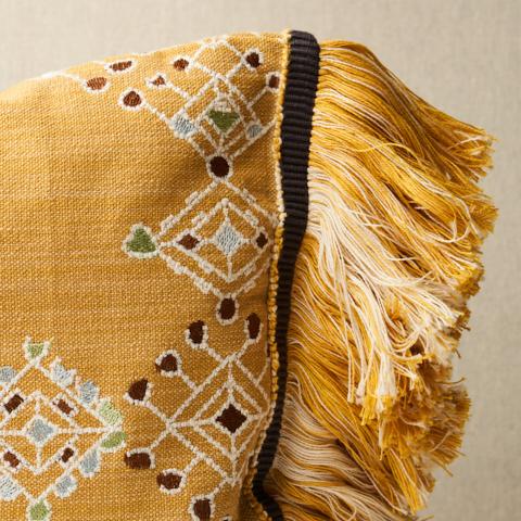 Kalindi Embroidery Pillow_Saffron