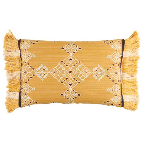 Kalindi Embroidery Pillow_Saffron