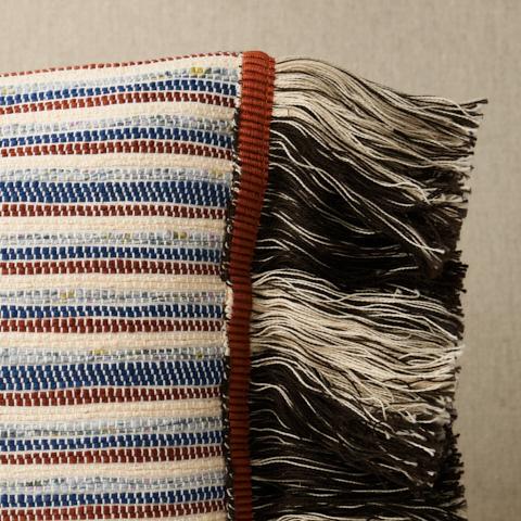 Rag Rug Hand Woven Stripe Pillow_Indigo & Mocha