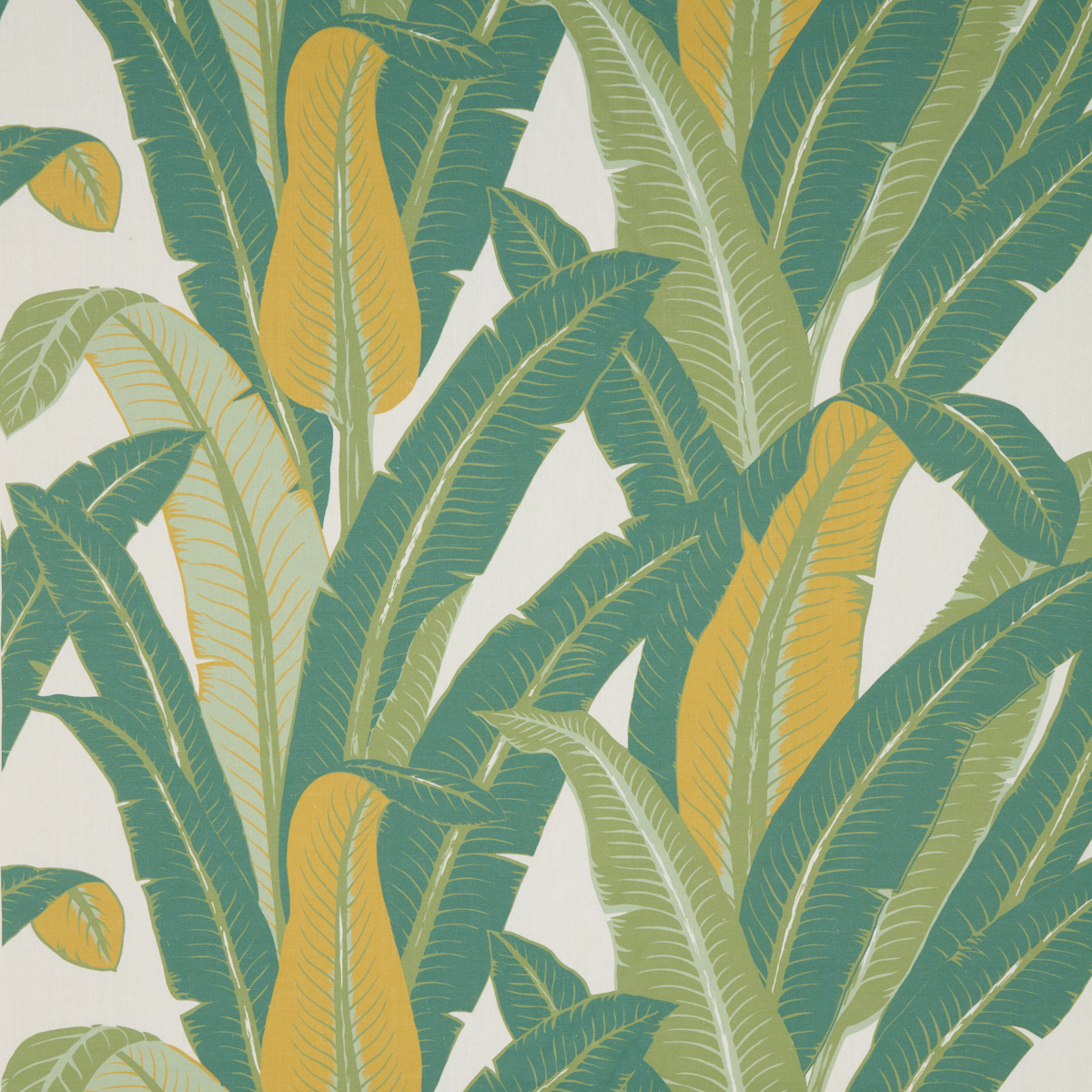Schumacher Tropical Isle in Green on Ivory - Paper-Backed Fabric