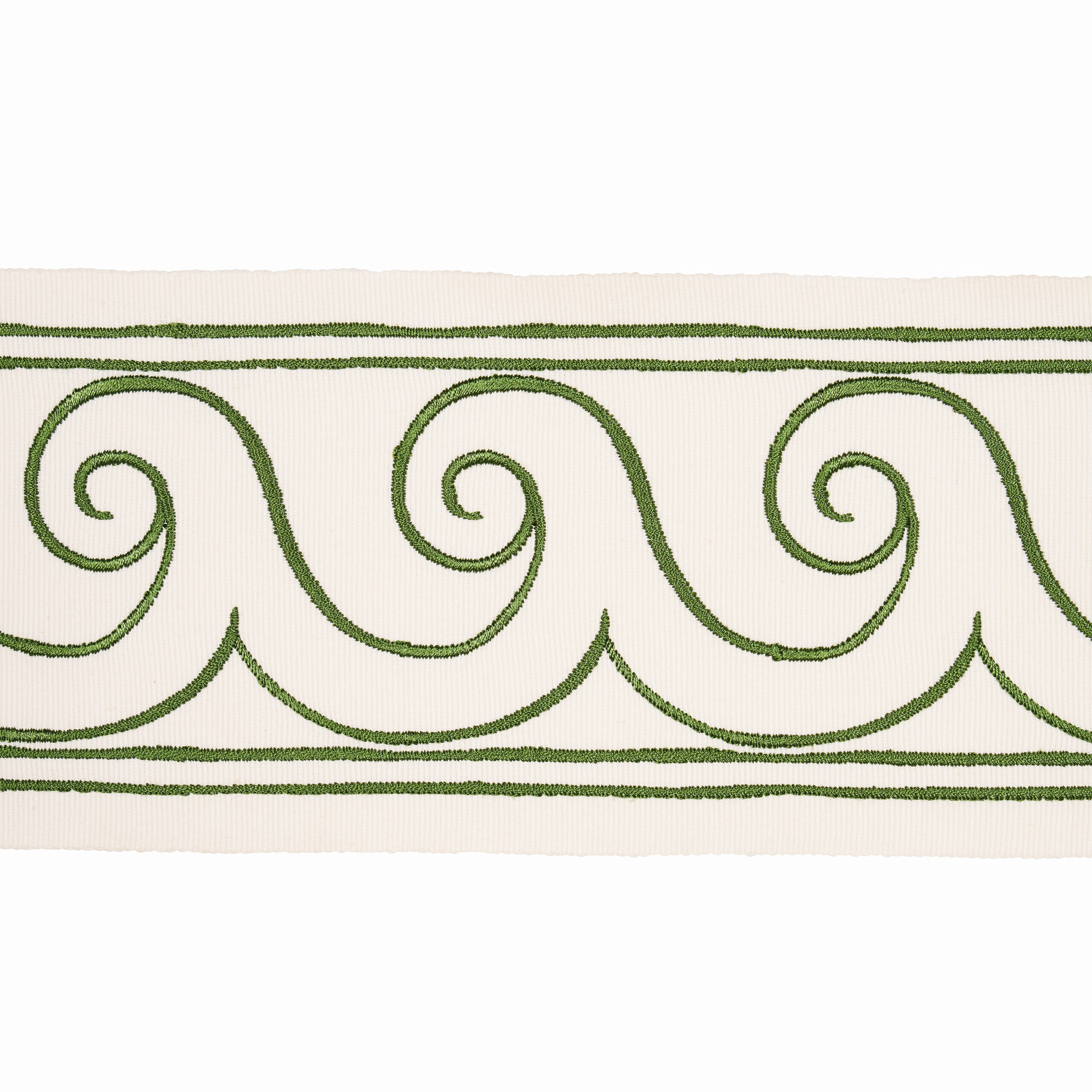 Greek Waves Trim in Green on Ivory