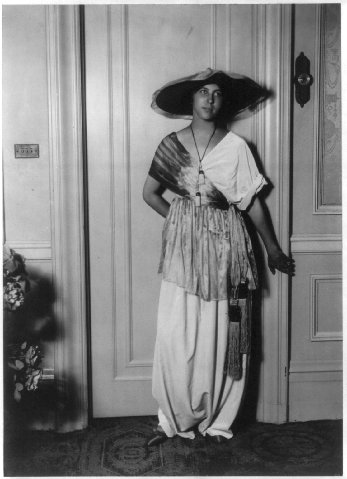 Mme Paul Poiret in Dress With Sash