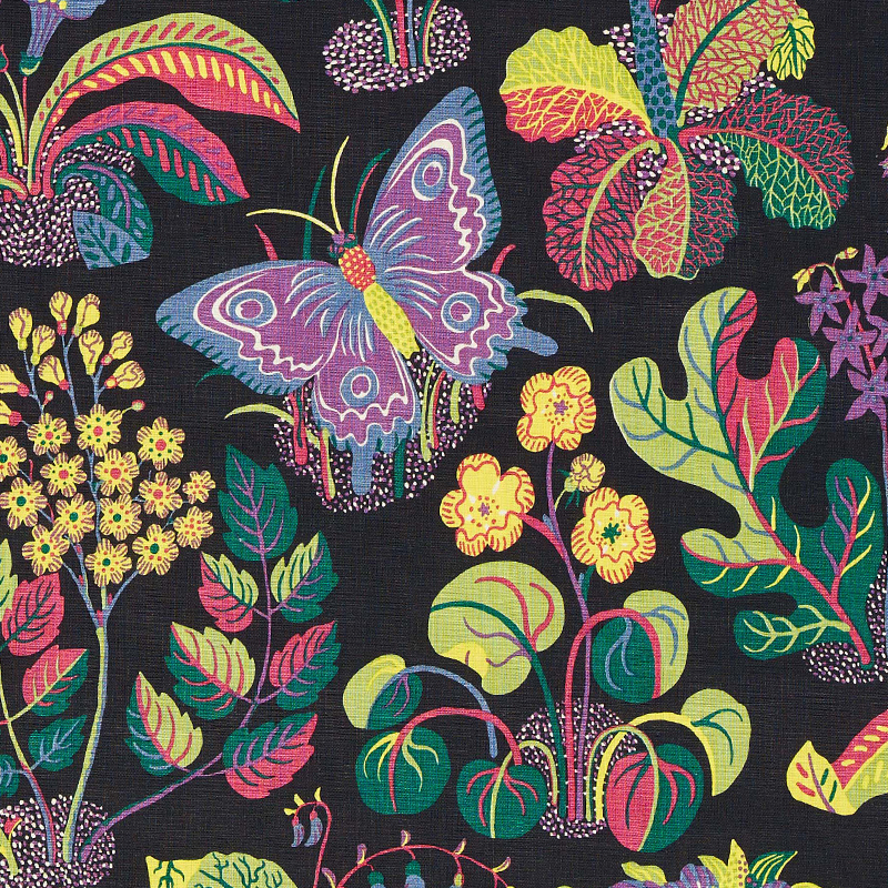 Schumacher Exotic Butterfly Fabric in Black